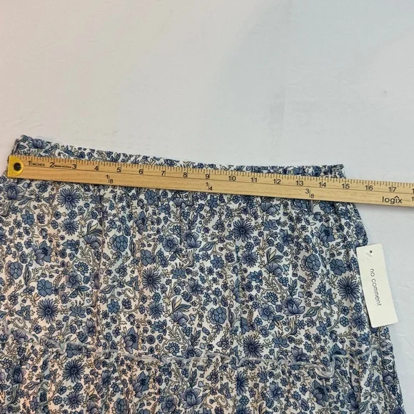 No Comment Blue Floral Tiered Maxi Skirt Elastic Waist‎ Lined RW228445 NWT L - Picture 8 of 8